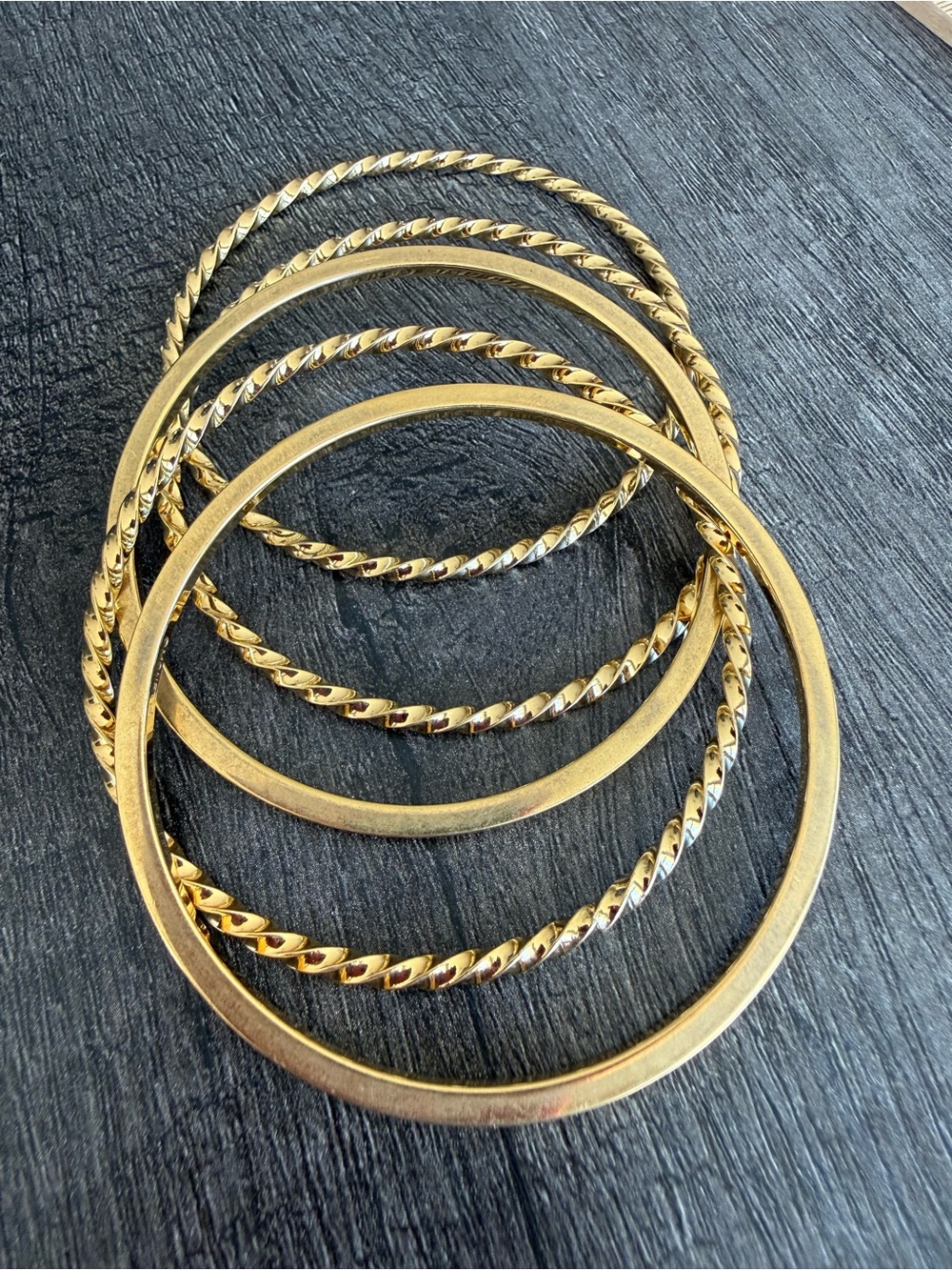 Gold Tone Women’s Bangle Bracelet Set - Classic Stackable Style